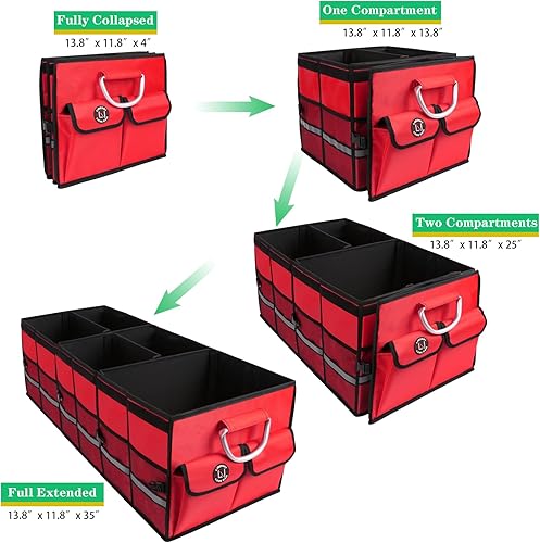 Miniatura 4 de Organizador grande para maletero de automóvil, organizador de carga para SUV, parte inferior antideslizante, impermeable, plegable, duradero,