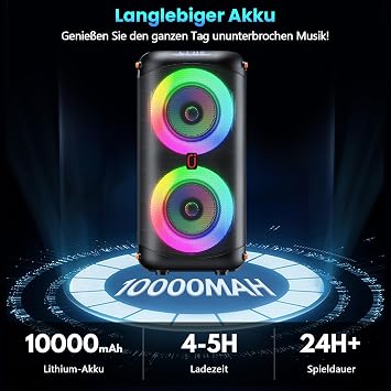 HWWR Karaoke Machine with 2 Microphones Portable PA System with Bluetooth 5.3 EQ Modes RGB Light TWS USB/TF/AUX Karaoke Set for Adults and Outdoor Parties