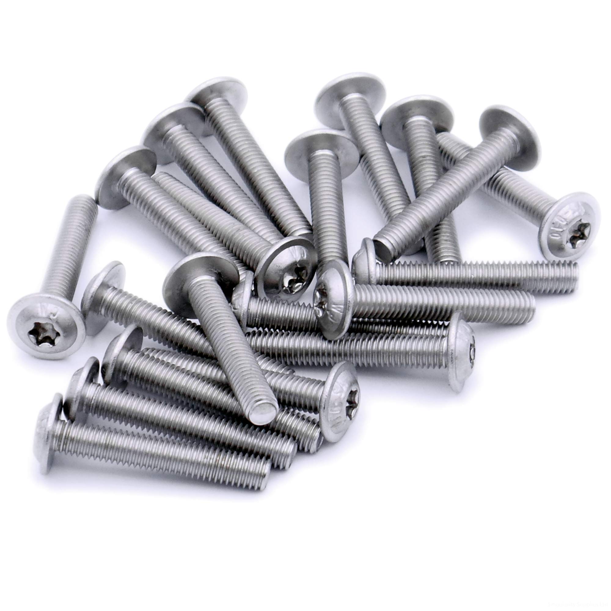 Singularity Supplies Silver M6 (6Mm X 12Mm) Flanged Tx Socket Button Machine Screw (Bolt) - Stainless Steel (A2) (Pack Of 20)