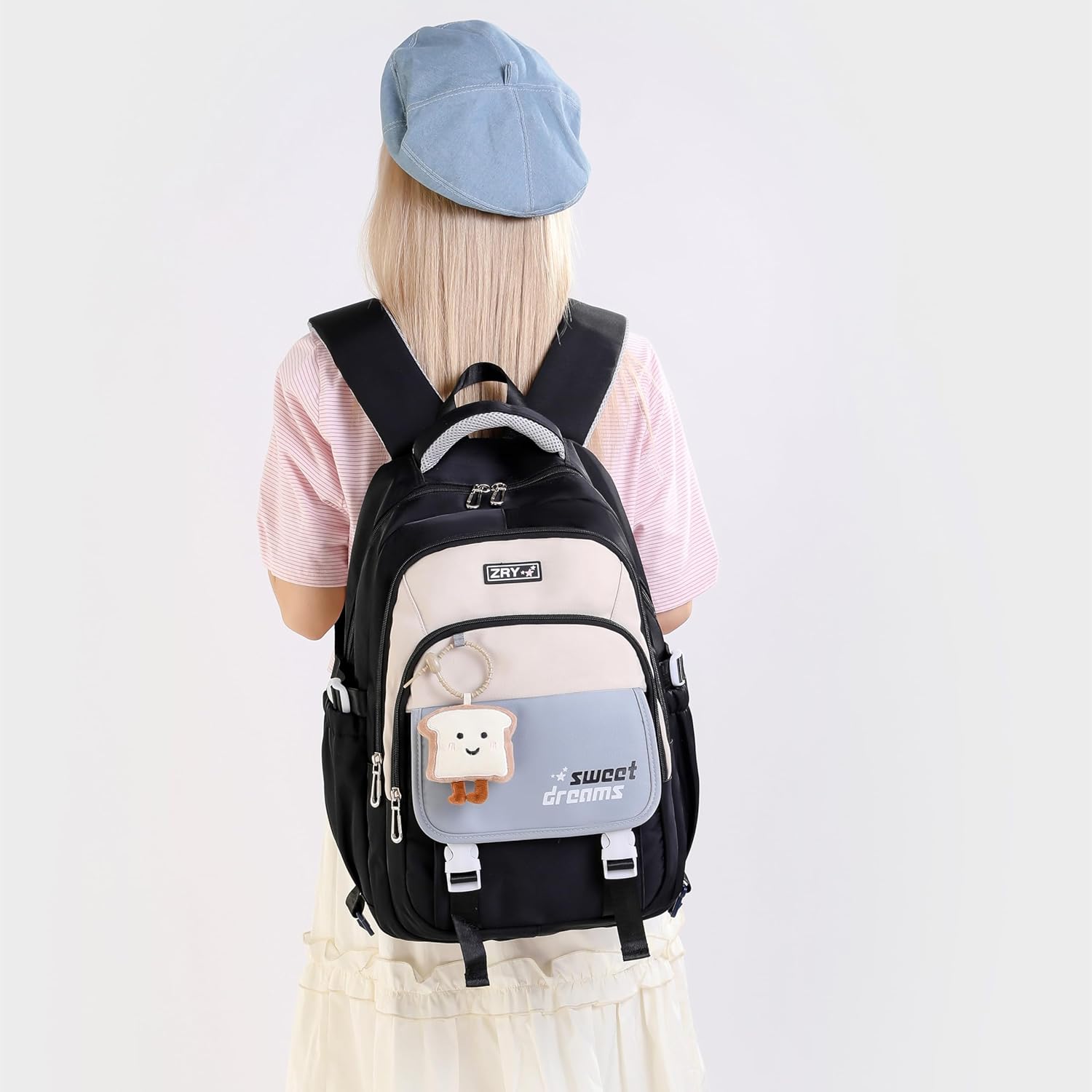middle high school backpack for teen girls cute bookbag college student laptop backpack large capacity stylish travel daypack Black image 9 of 9 B0DZX7R7LC