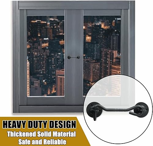 Miniatura 4 de Alise Cerraduras de cierre de gancho y ojos para ventanas, graneros, cabina, puertas correderas, puertas dobles, puertas de cobertizo de garaje,