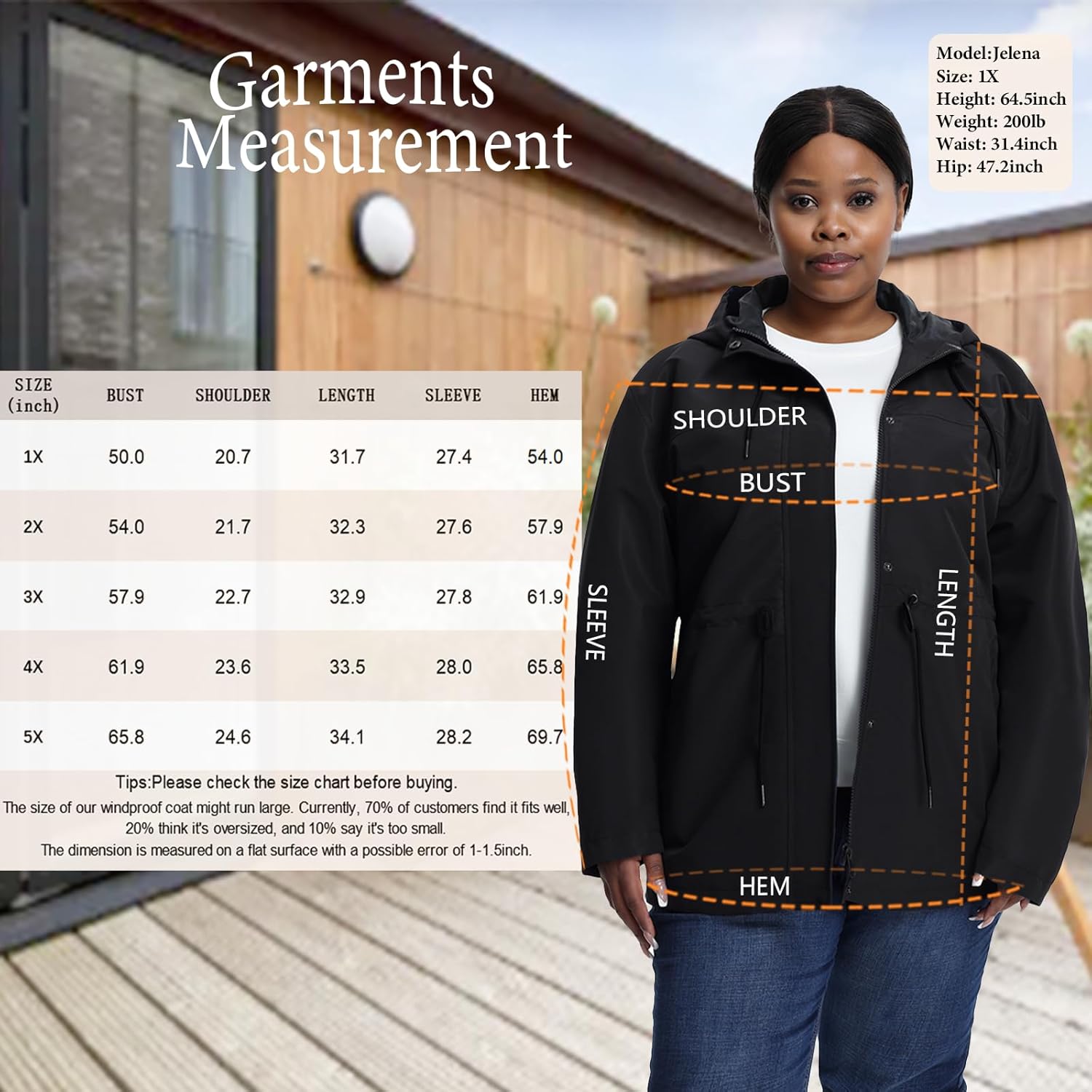 Women's Plus Size Lightweight Windproof Jacket, Water-Resistant Windbreaker Jacket with Hood for Traveling, Hiking, Daily - Image 6