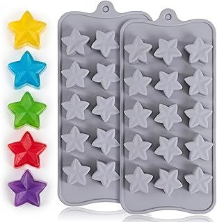 2Pcs Star Silicone Mold Star Candy Mold Mini Stars Mint Molds Small Candle Molds Stars Ice Cube Tray for Cream Cheese Mints Candy Jelly Snack Making Candle Wax Melt Graduation Wedding Home