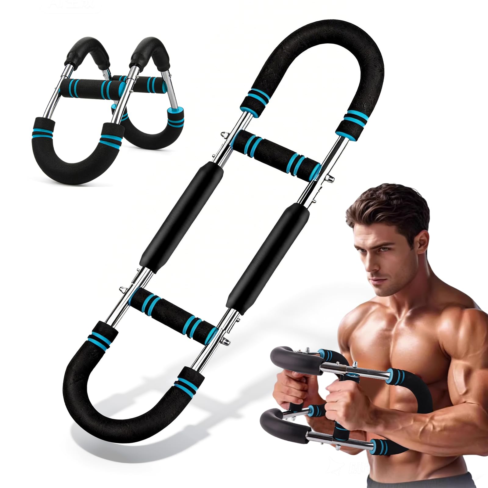 Armtrainer und Brusttrainer, Multifunktionaler U‑förmiger Krafttrainer 30‑50 kg Verstellbar, Ideal für Arm Schulter Brust Rücken und Beine, Tragbar und Zerlegbar