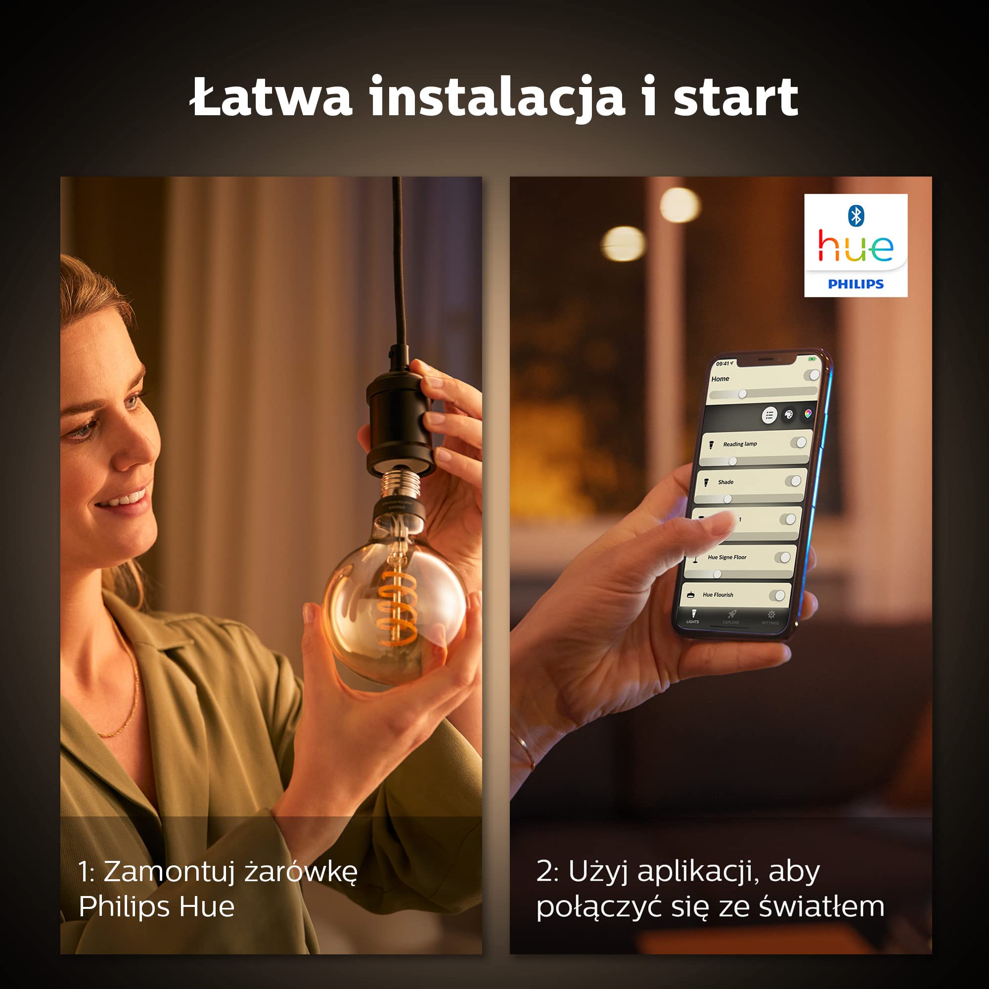 Philips Hue White Ambiance E27 Filament Globe Lampe (550 lm), dimmbare LED Lampe für das Hue Lichtsystem mit allen Weißtönen, smarte Lichtsteuerung über Sprache und App (Packung mit 2)