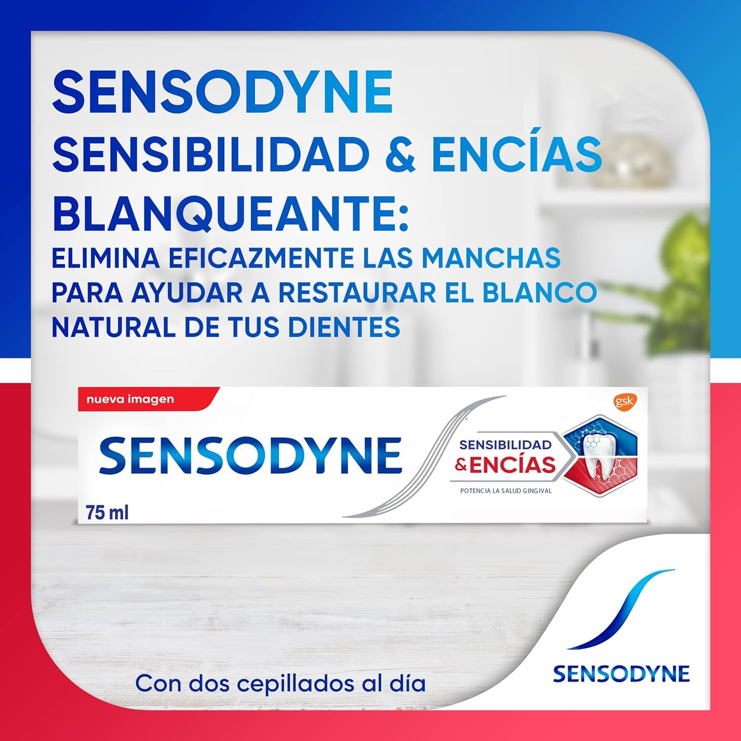 Sensodyne Sensibilidad y Encías Pasta Dental Blanqueante, Pack 4x75 ml | Pasta dientes sensibilidad y encías, blanqueante, uso diario, fluoruro, alivio sensibilidad, salud encías, pack familiar