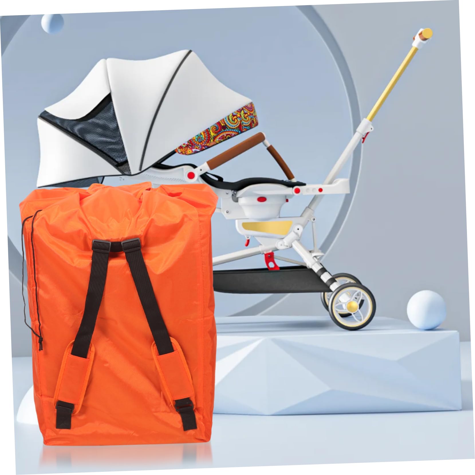 Sacca Passeggino da Viaggio Arancia, Oxford, Grande capacità | Pieghevole e Portatile, Facile da Pulire, per Passeggino e Seggiolino, 1 Pezzo