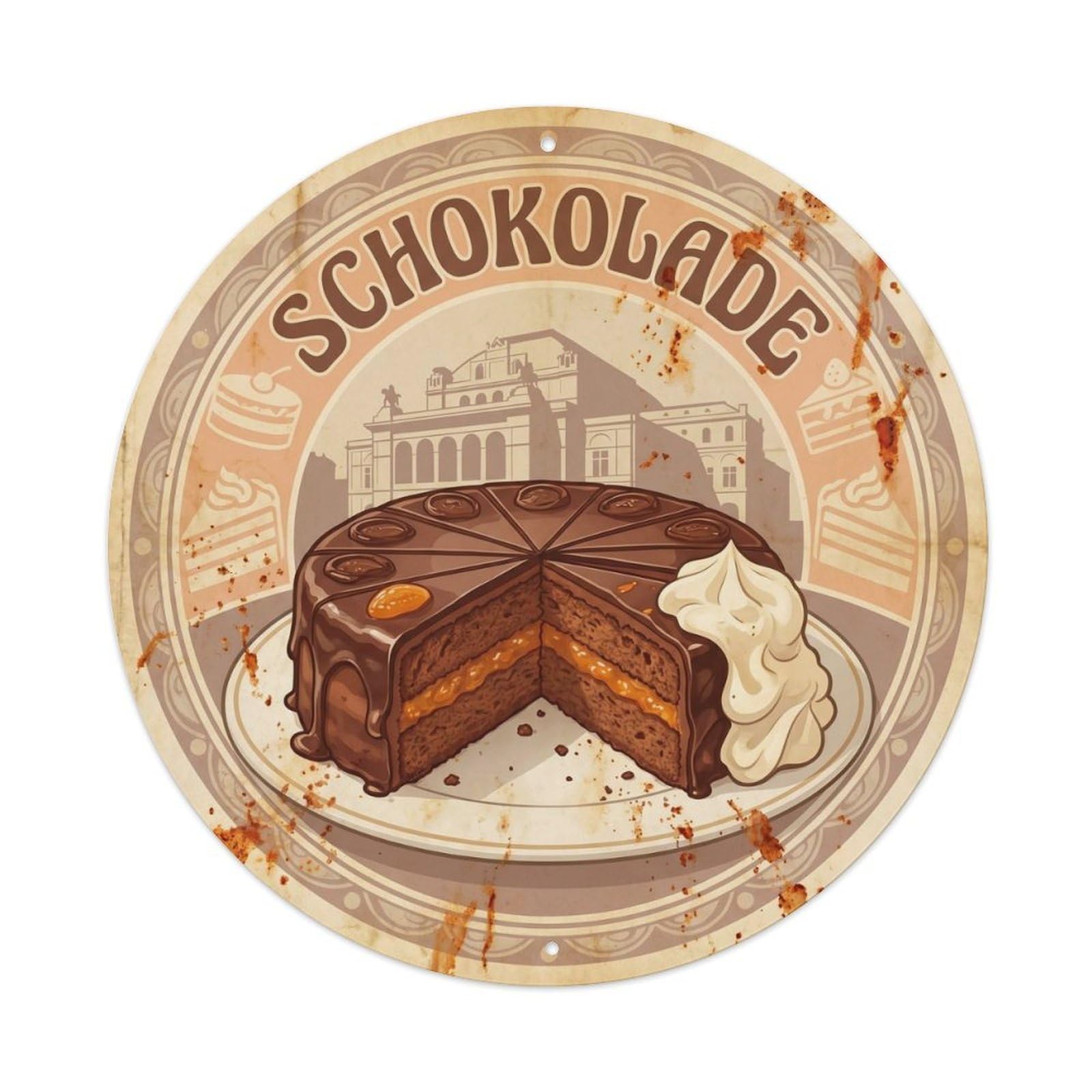Olyhtr 8X8inch Classic Style Confectionery Dessert Austrian Patisserie Food Travel Metal Tin Sign