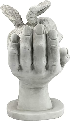 Miniatura 5 de Design Toscano KY69912 Pet Grave Memorial - Estatua de jardín al aire libre, 15 pulgadas de ancho, 12 pulgadas de alto, perro en manos de dioses