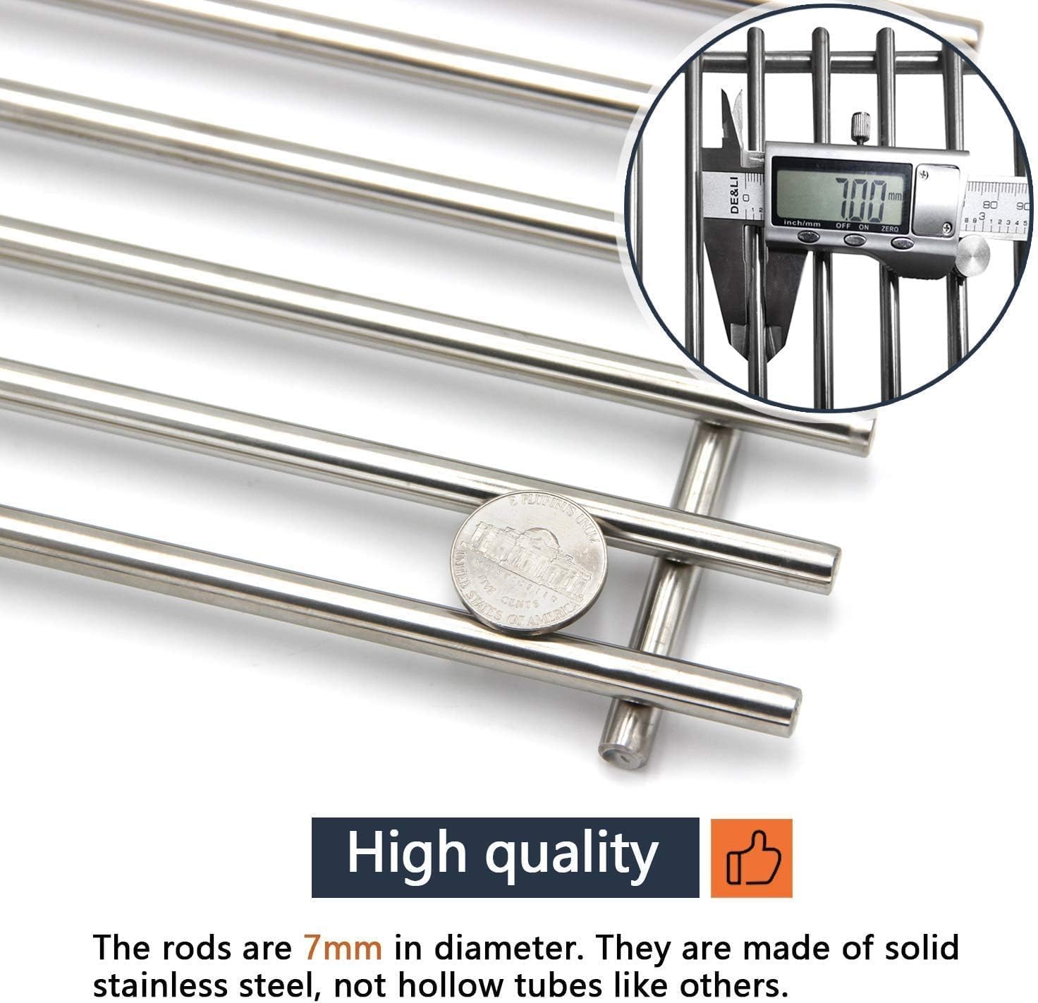 Hongso 17 Inch SUS304 Stainless Steel Grill Grates for Nexgrill 4 Burner 720-0830H 720-0830X 720-0670C 720-0830D 5 Burner 720-0888S 720-0888 720-0888N, GrillMaster Model (Stainless Steel)