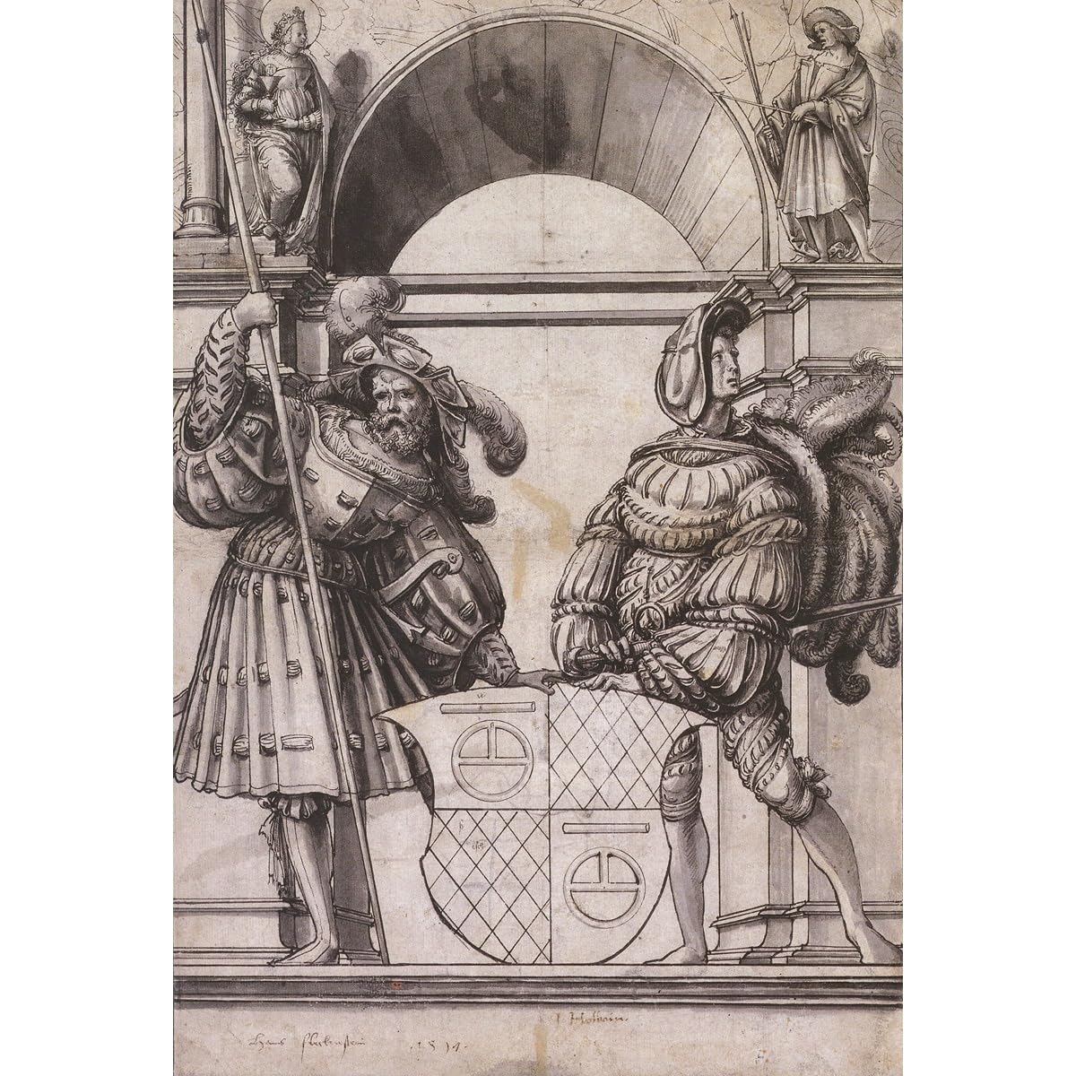 Vitrail sur toile poster geant Hans Fleckenstein 1517 deco murale 101.6x152.7cm