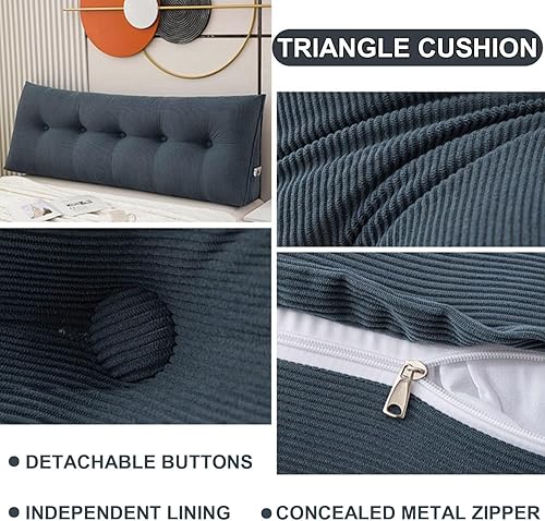 Miniatura 9 de Almohada grande triangular para respaldo, almohada de lectura suave para relleno, cojín lumbar para el hogar, lavable para dormitorio, sofá cama