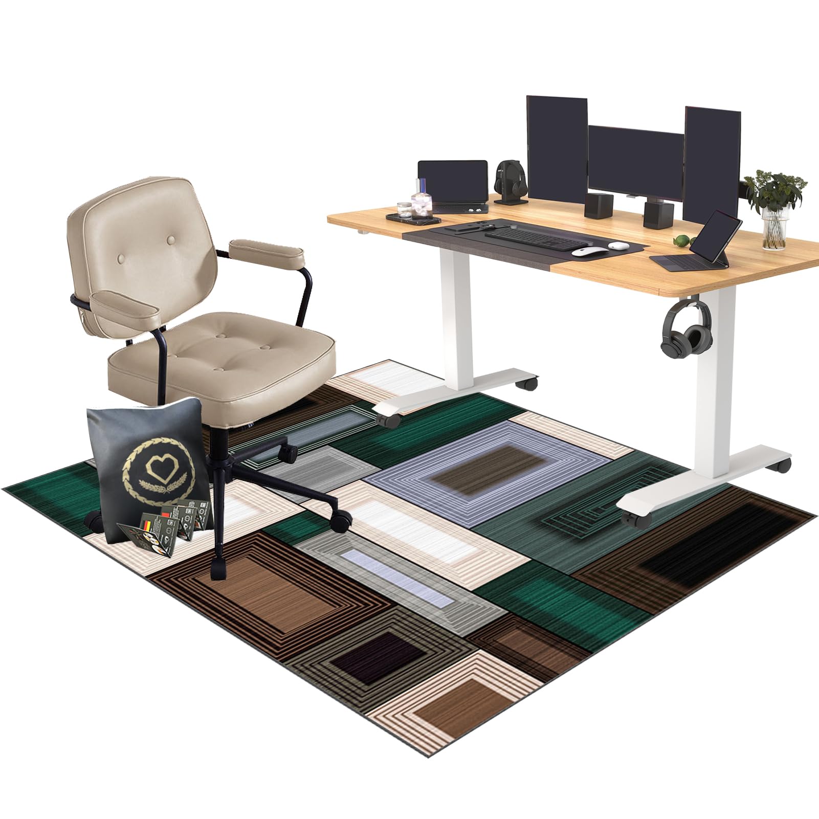 CCTSA 100 x 120 cm Office Chair Mat for Carpeted and Hard Floor | Multi-Purpose Carpet Protector | Gaming Chair Mat | Anti-Slip Low Pile Carpet Mats for Home Office | Floor Protectors for Chairs
