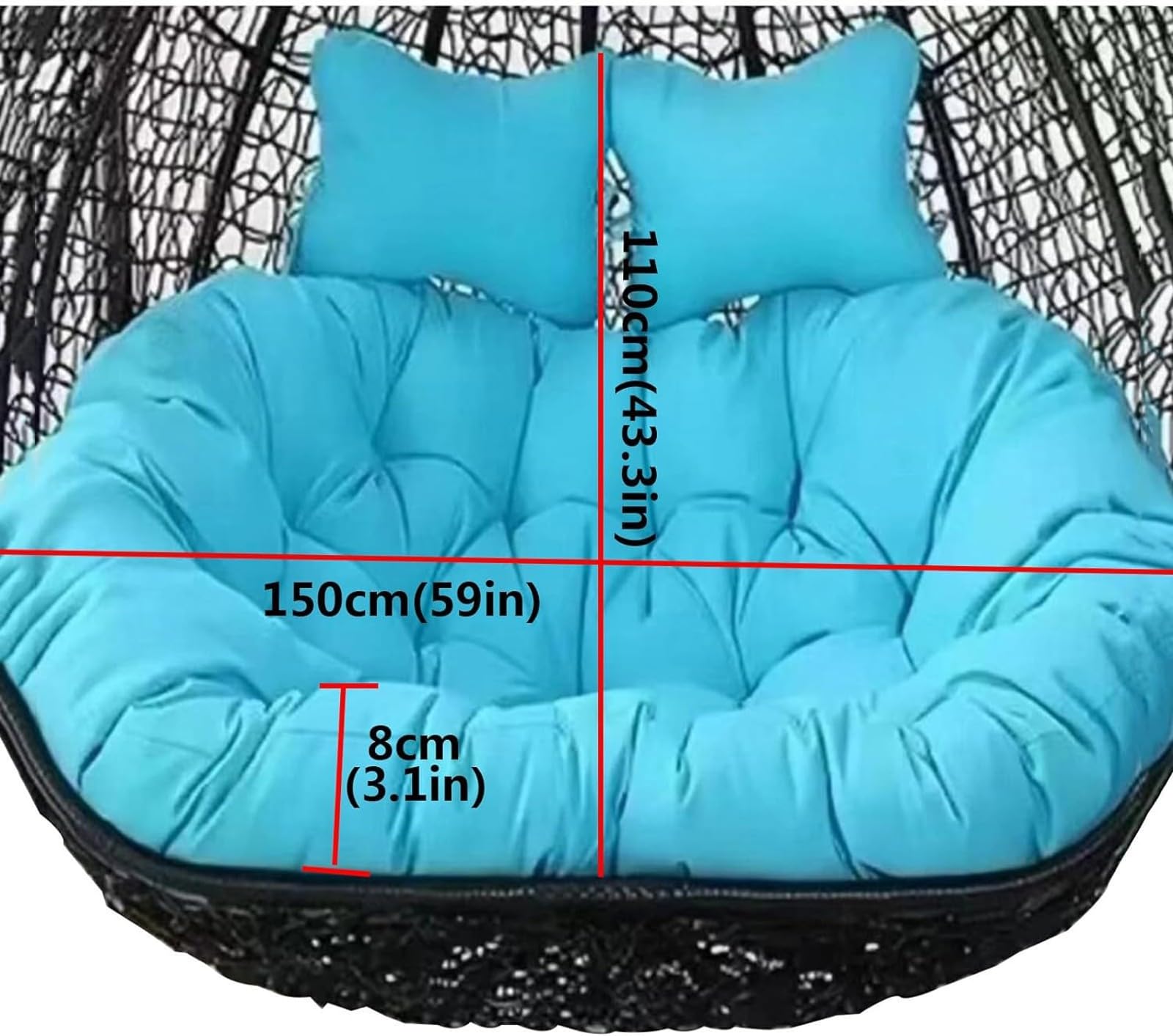 Doppeltes Hängesessel für den Außenbereich, 149,9 x 109,2 cm, weicher und bequemer Ersatz für 2-Personen-Hängematte, Schaukelkorb, Stuhl, perfekt für Entspannung und Terrassendekoration