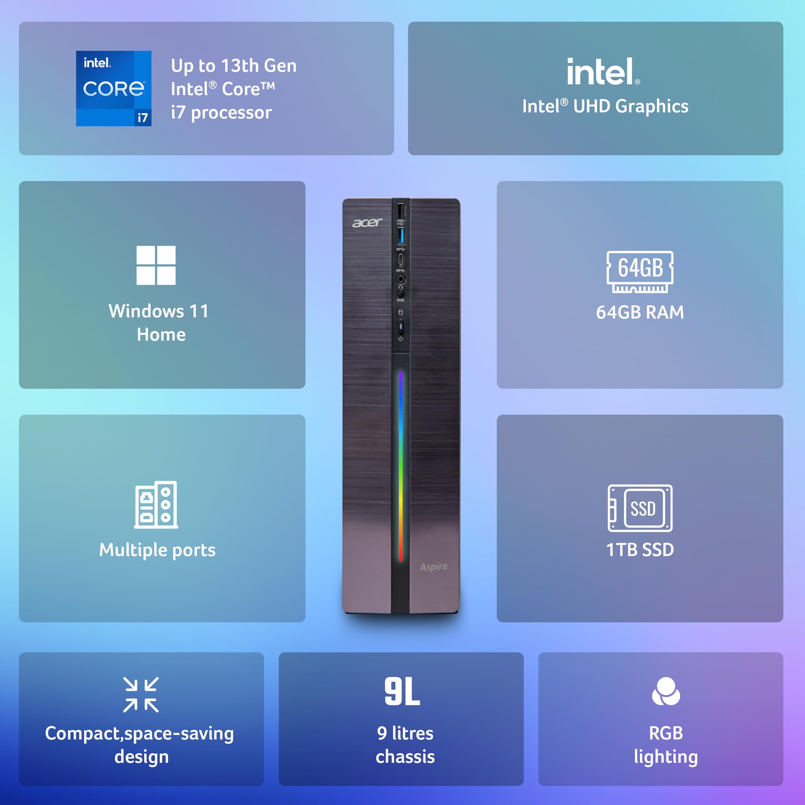 Acer Aspire XC-1760 Core i7 12700 Processor Desktop (Windows 11