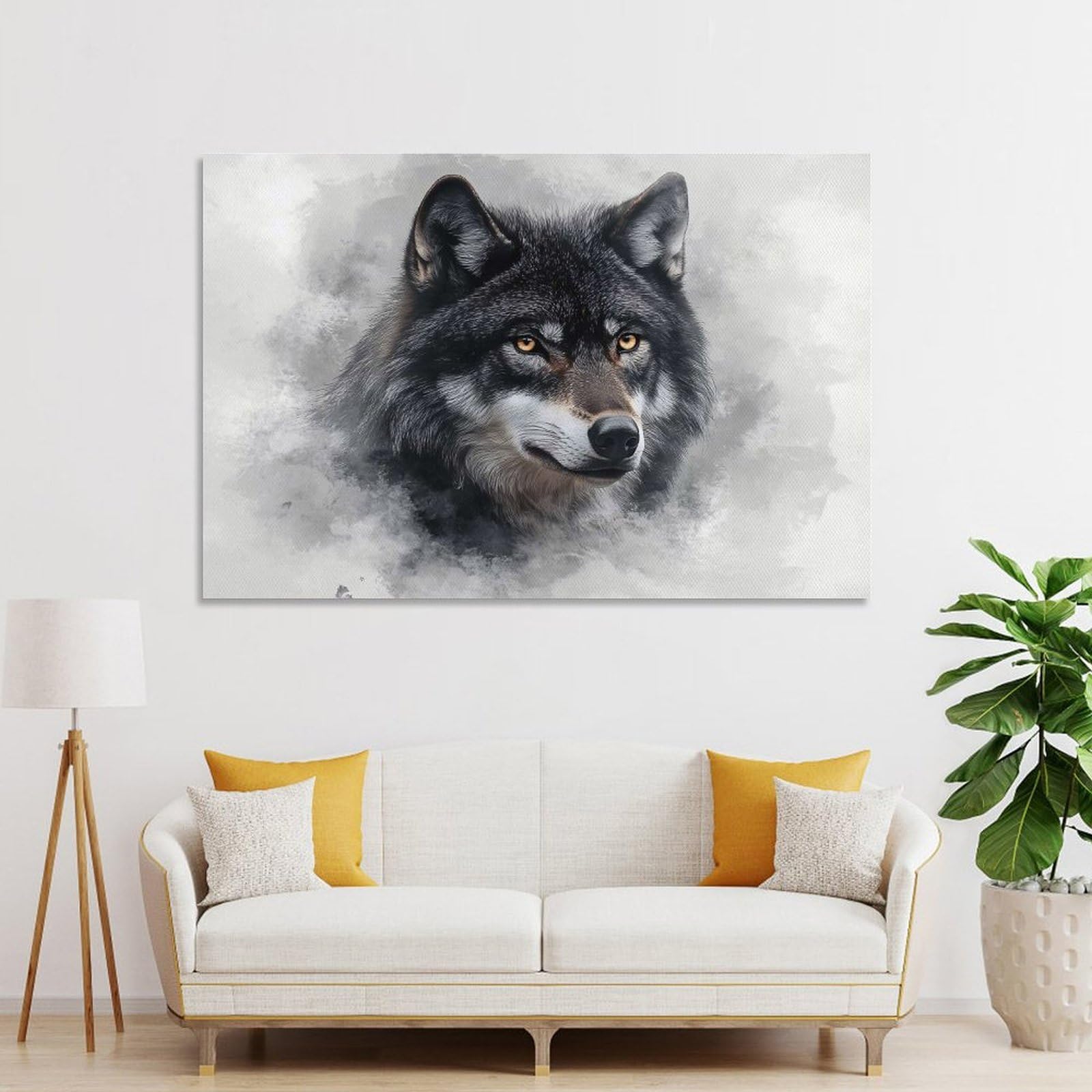 Canvas Wall Decor Close-up of A Wolfs Face, 12x18inch(30x45cm), for Bedroom, Guest Room Or Reading Nook, Decorative Wall Art for Cosy Rooms
