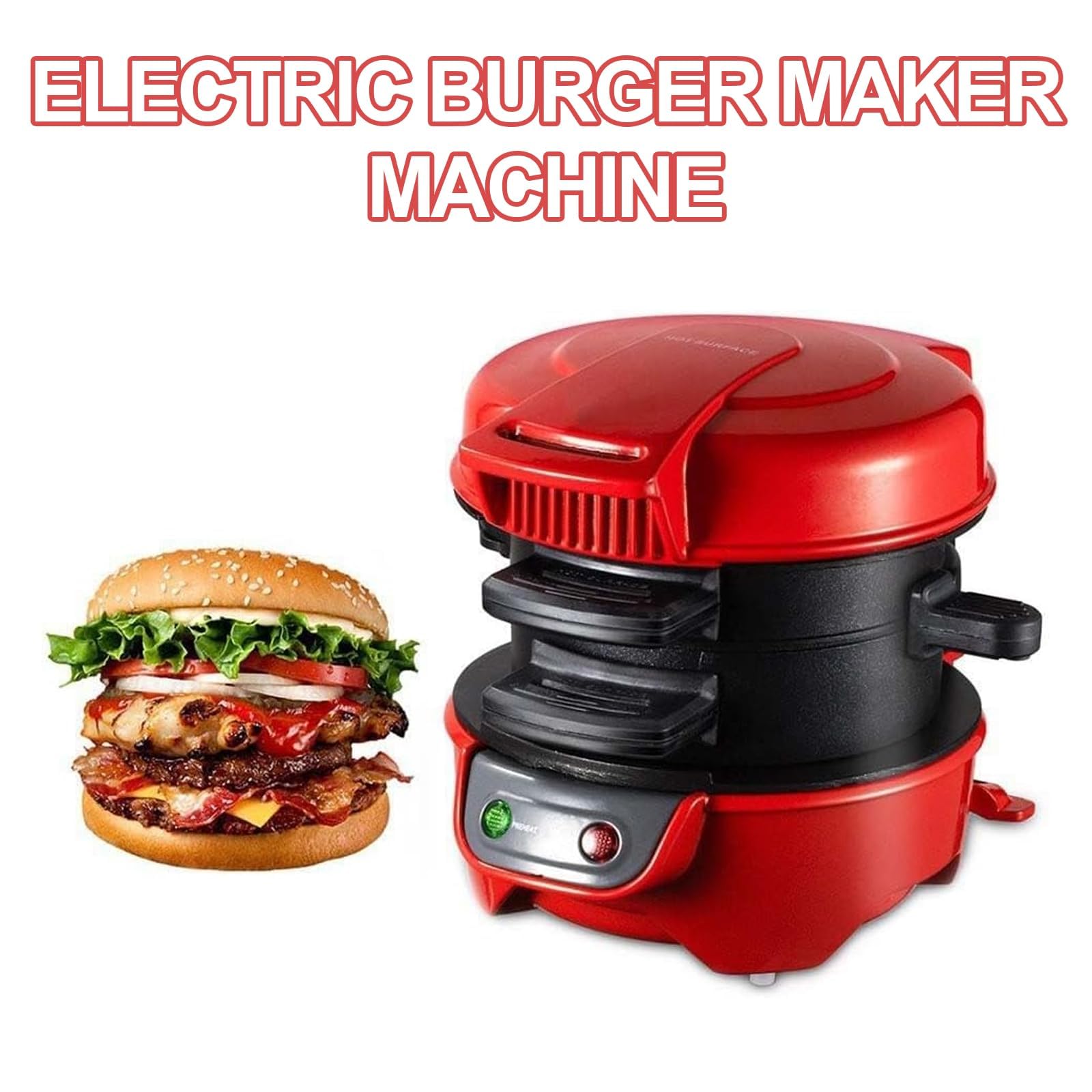 MRKU Prensa para sándwiches y Hamburguesas con Placas antiadherentes: Ideal para Hamburguesas, filetes, Tocino y desayunos.
