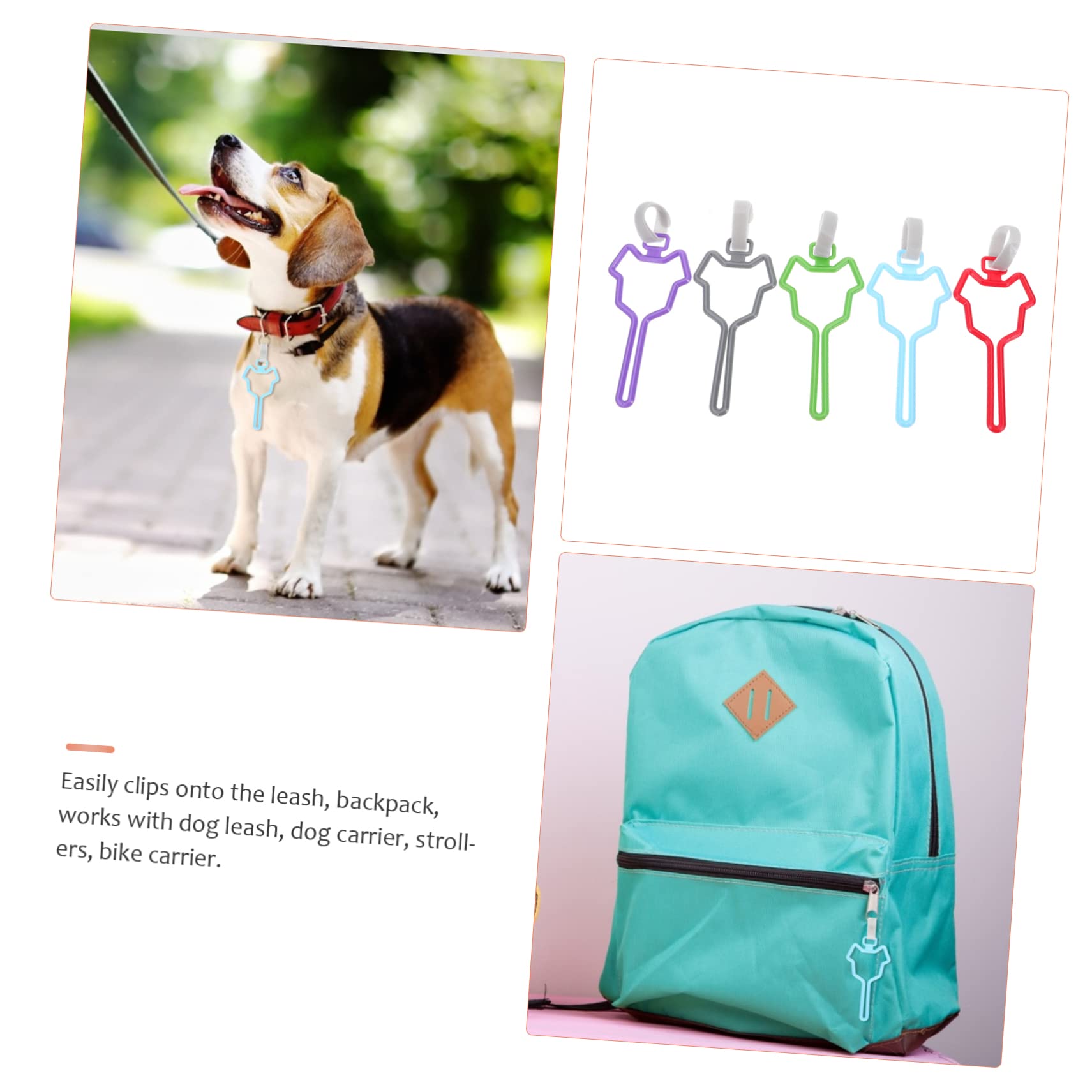 Clip pour Laisse de Chien Porte-poubelle à Déjections Canines 5 Pcs