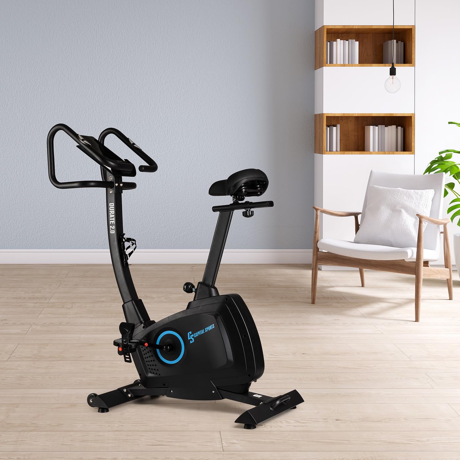 Capital Sports Durate - Cyclette, Ergometro, Cyclette da Camera con Cardiofrequenzimetro, Resistenza Regolabile 8 Livelli, LCD, Volano da 9 kg, 9 Programmi Preimpostati, Max. 100Kg