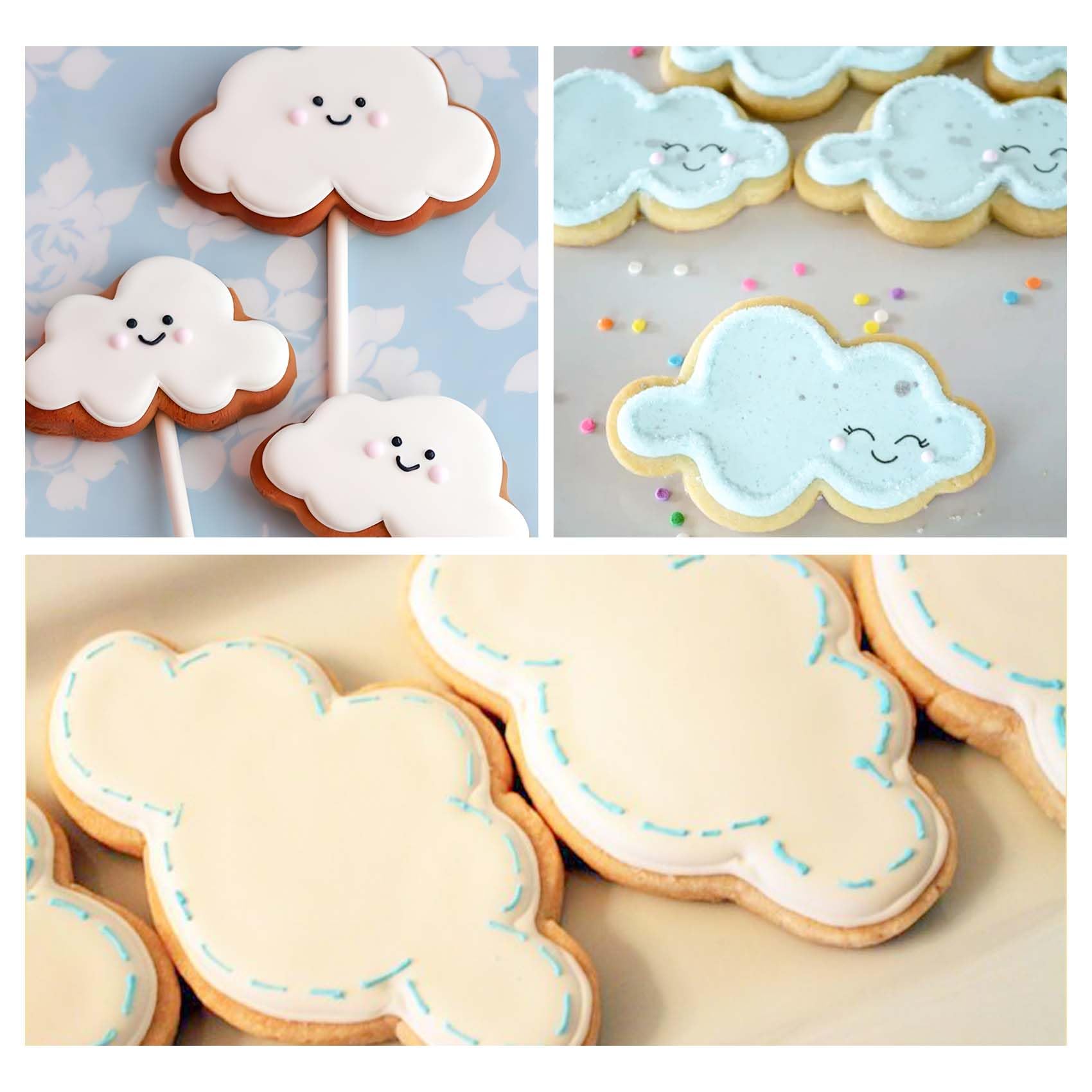 5 Stampini Per Biscotti A Forma Di Nuvola In Plastica Alimentare Per Decorazioni Torte E Fondente
