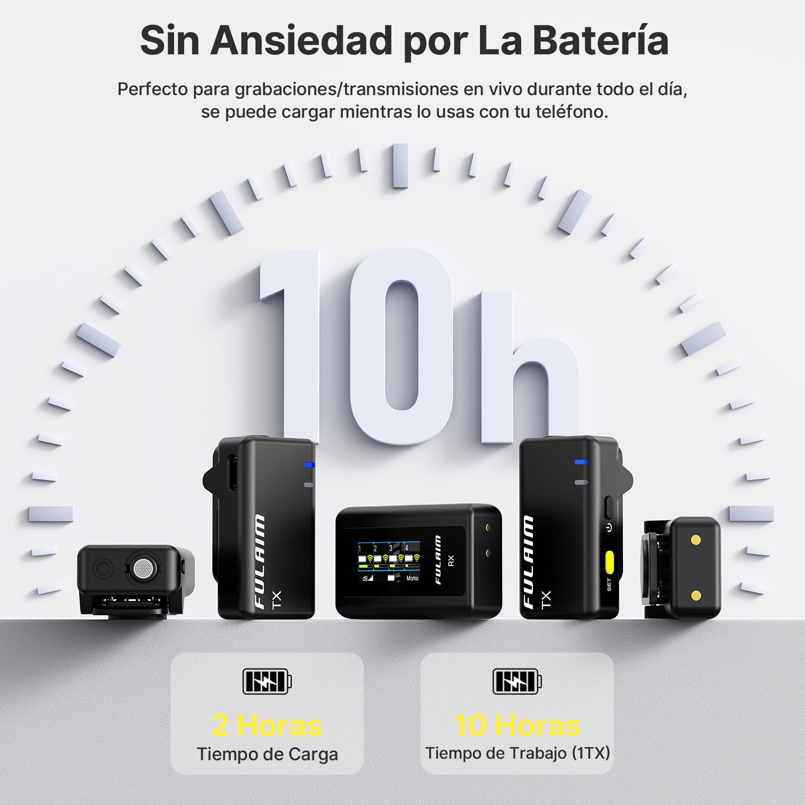 FULAIM X6 Sistema de Micrófono Inalámbrico Compacto de 4 Canales para Cámaras y Móvil, Ideal para Entrevistas, Transmisiones en Vivo, Vlogs, Enseñanza en Línea y Grabación de Videos