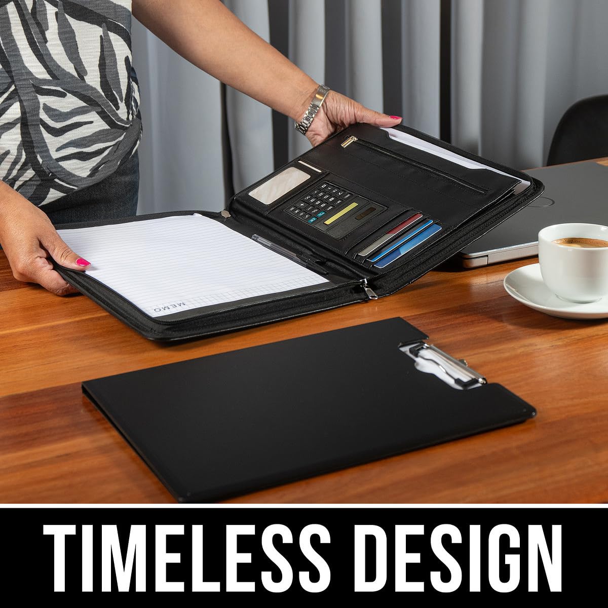 Generic Premium Leather Portfolio Folder Set, Professional Padfolio for Women & Men, Textured Synthetic Leather, Zippered Business Binder, Clipboard, Legal Pad, A4 Notepad Holder,Interviews, Meetings - Image 6