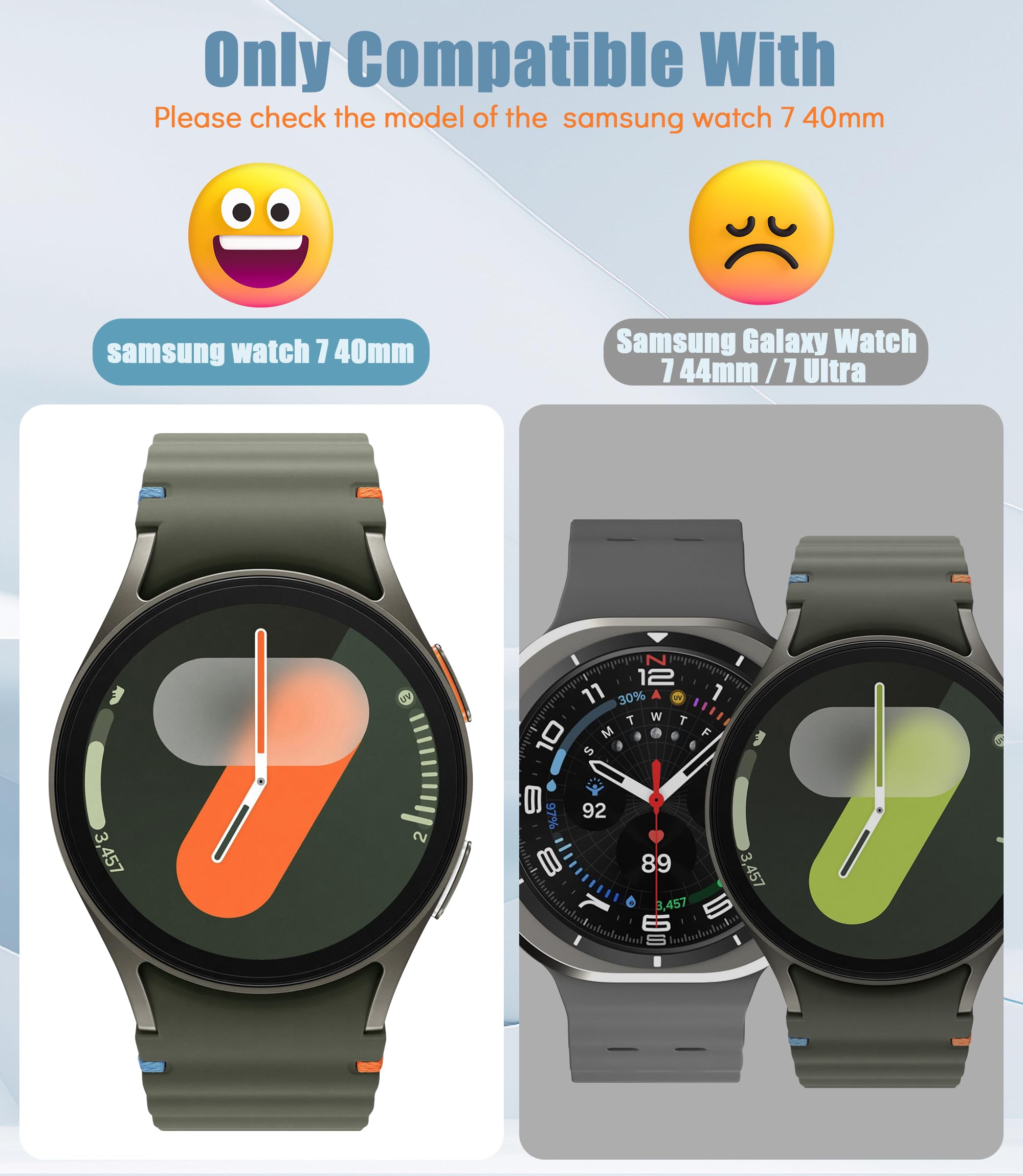 Etui do Samsung Galaxy Watch 7 40 mm, odporne na zarysowania, ochrona ekranu ze szkła hartowanego, czuły dotyk, pełna okładka do Samsung Galaxy Watch 7 40 mm, zielona