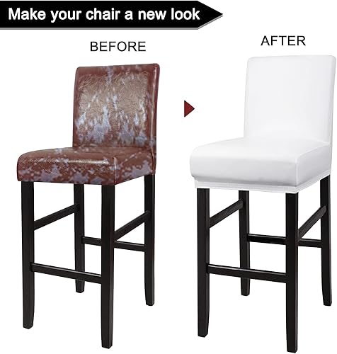 Miniatura 9 de PiccoCasa Fundas impermeables para taburetes de bar, de piel sintética, altura de mostrador, fundas para sillas laterales con banda elástica, color