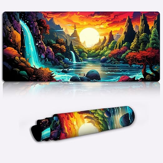CHTXD Gaming Mouse Pad, Colorful Waterfall, XXL Gaming Mouse Pad