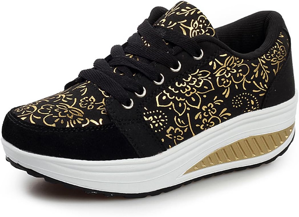 YUHUAWYH Women Walking Sneakers Lightweigh Casual Trainers Wedge Platform Sports Running Shoes for Teen Girls