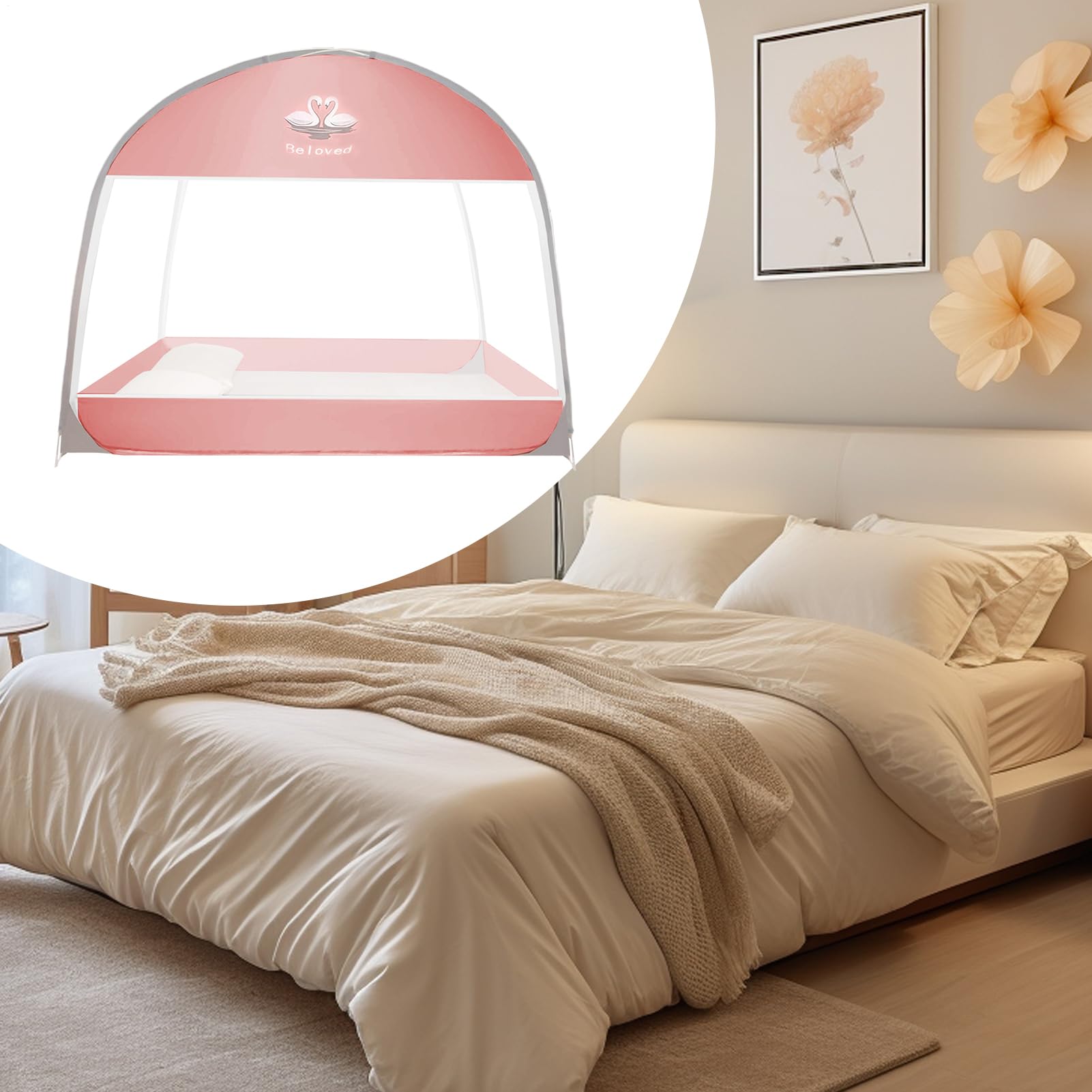Bettmückenschutznetz großer Faltbarer und tragbarer Insektenschutz | Bett-Baldachin aus Netzmaterial Geeignet für Schlafzimmer, Kinderzimmer, Camping sowie für Jugendliche und