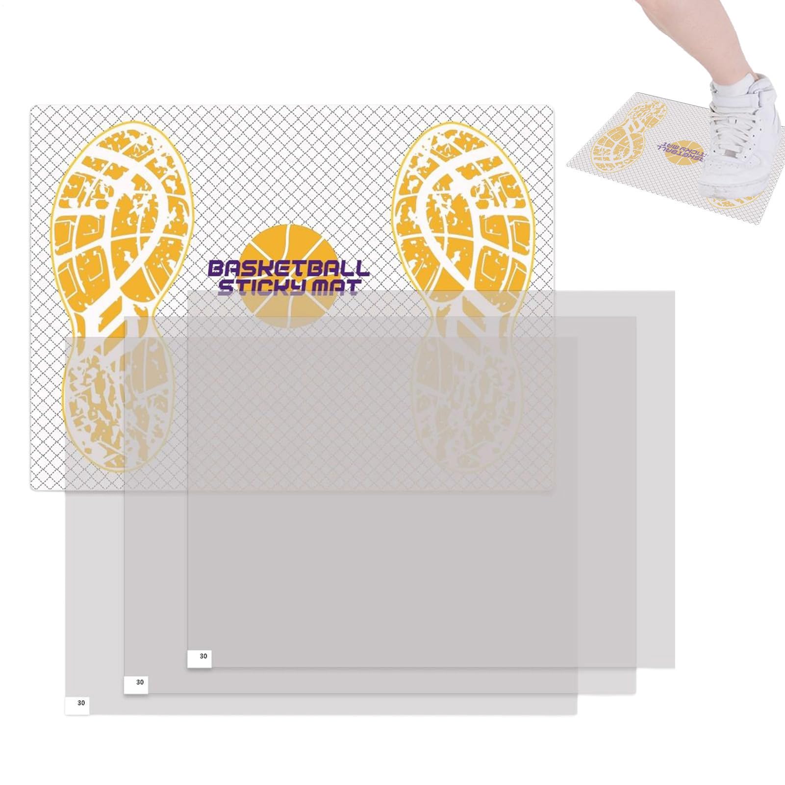 Estera de Tracción Baloncesto – Superficie adhesiva antideslizante de 17x13 pulgadas, tablero de agarre deportivo, alfombrilla de baloncesto autoadhesiva duradera con hojas de repuesto, accesorio
