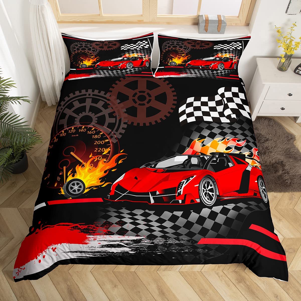 Housse de couette compétition sportive automobile le cadeau parfait pour garçons et filles