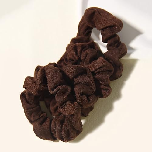 Miniatura 5 de Coleteros de algodón para el cabello, de un solo jersey, color sólido, ligas elásticas para el cabello para mujer, accesorios (café)