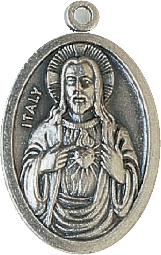 Religious Medals with Ring Bulk Buy 100 Pcs. - Finish Silver Ox - 100% Made in Italy - No China NO China NO Copy NO Copy (St. Benedict)