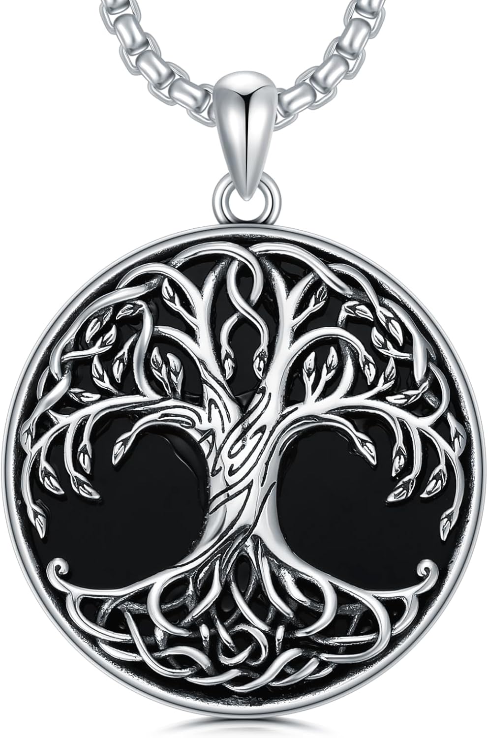 Tree of Life Necklace 925 Sterling Silver Round Tree of Life Pendant Jewelry for Me...