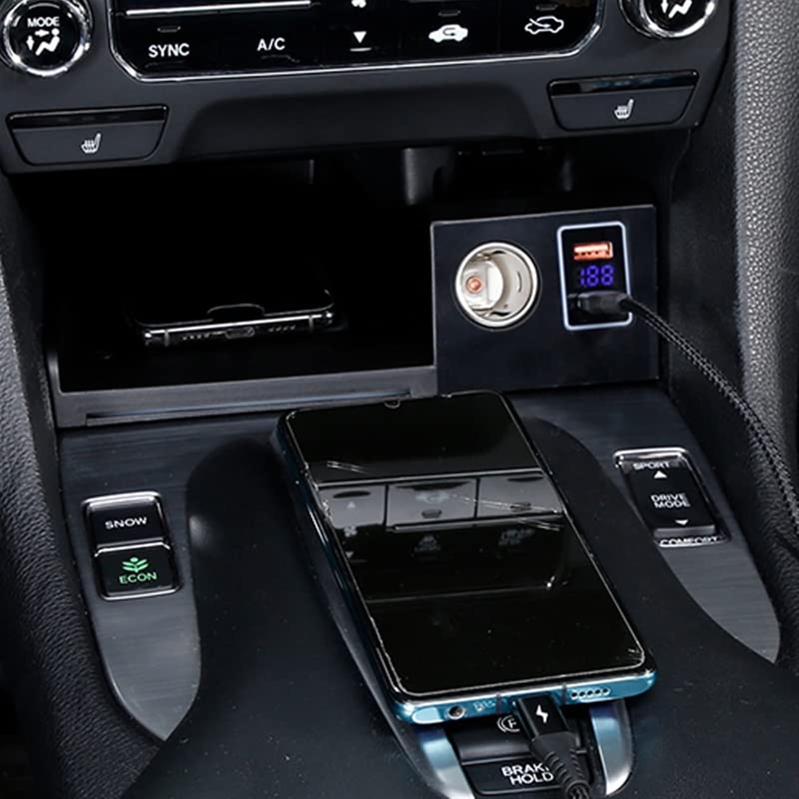 Caricabatterie wireless QI for telefono da auto da 15 W, for accessori accendisigari Crown Road/URV Pannello di ricarica del telefono Tappetino caricabatterie wireless per auto