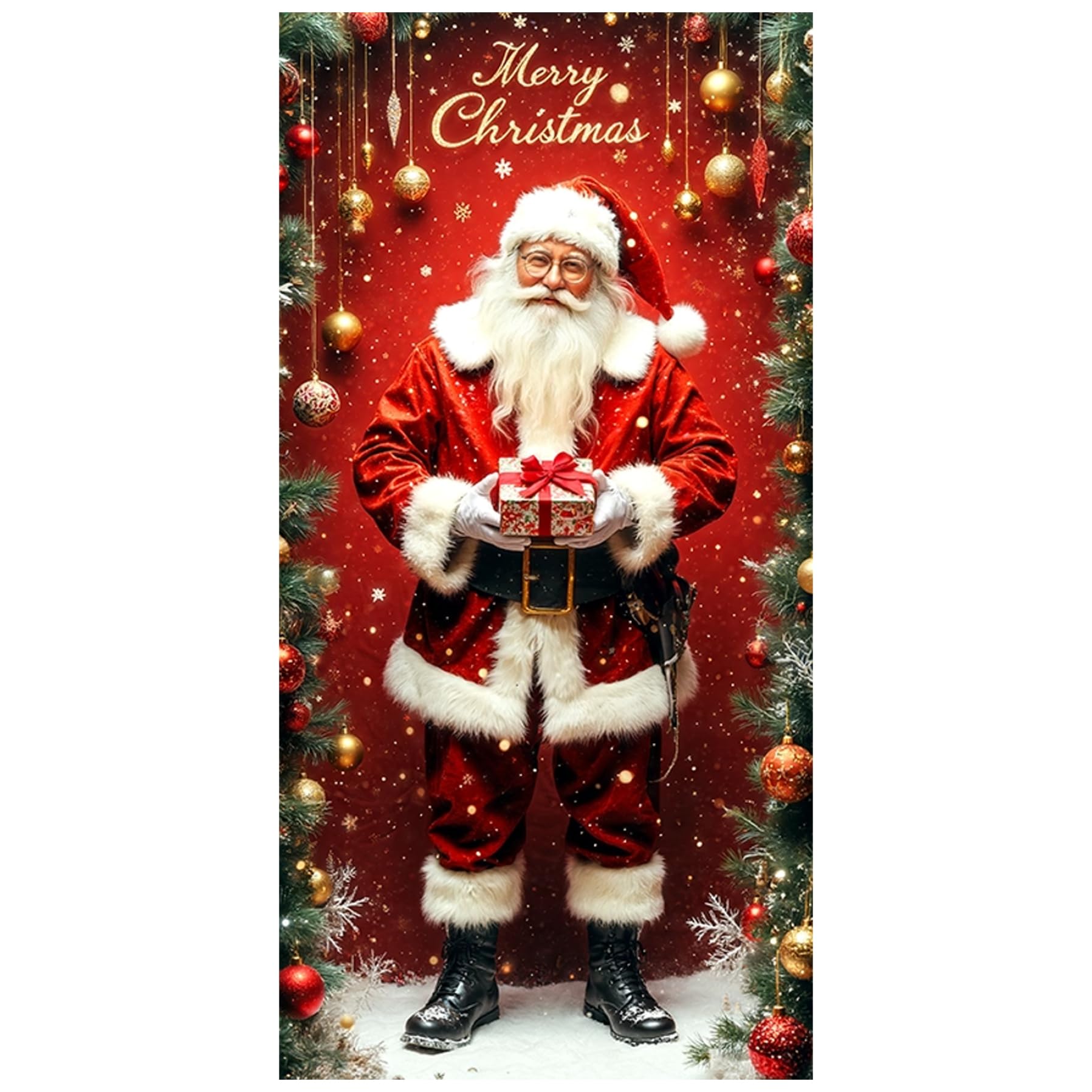 Gcroet Christmas Door Cover 35x71 Reusable Door Cover Large Christmas Decorations for Winter Indoor Outside Banner Farmhouse Party
