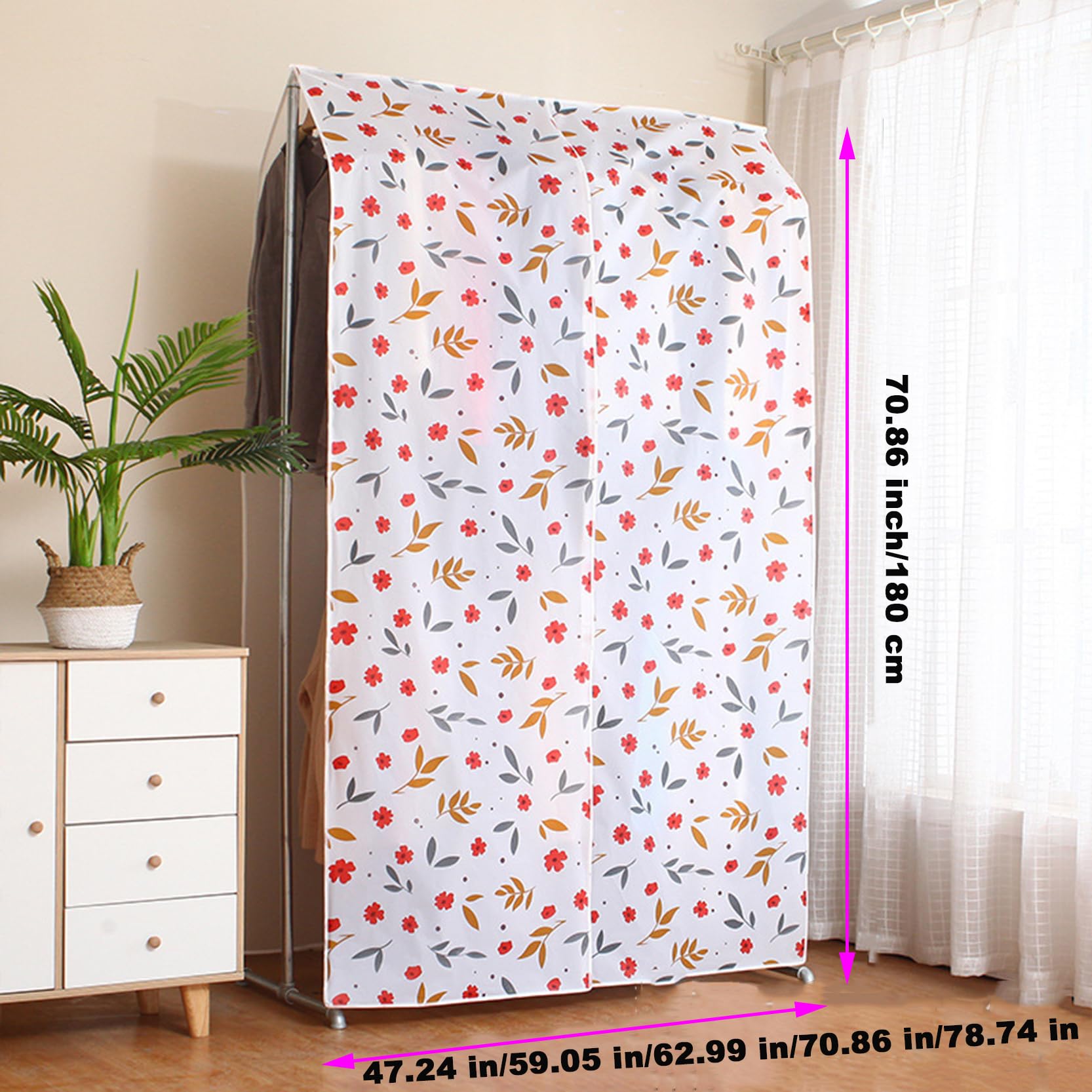 Copriabiti Ultra Alti 70,86 Pollici,Copriabiti Antipolvere Traspirante,Copriabiti Protettivo per Abiti Lunghi, Cappotti, Facile da Usare e da Pulire,C-200 x 180 cm
