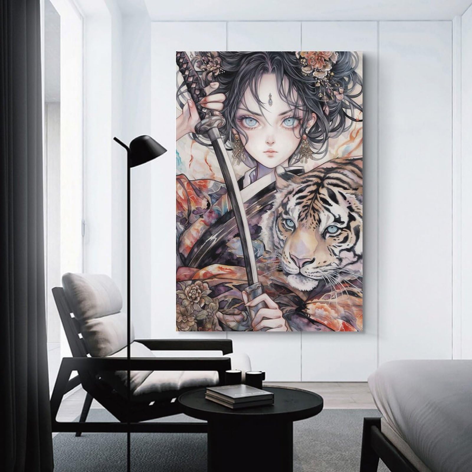 Junmoney Unframe-Style-16 Tiger Geisha Hanging Wall Art, 16X24inch(40X60cm), For Bedroom Decor, Cosy Corners Or Studios, An Easy Wall Refresh For Bedrooms