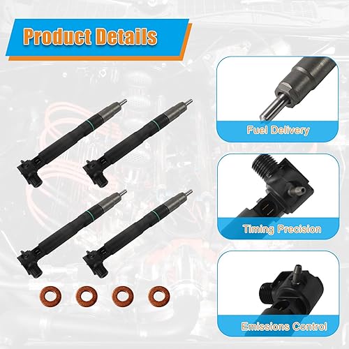 Miniatura 5 de FIWARY 4 inyectores de combustible para Bobcat D24 Doosan Delphi Reemplaza OE 7275454 28337917 400903-00074D