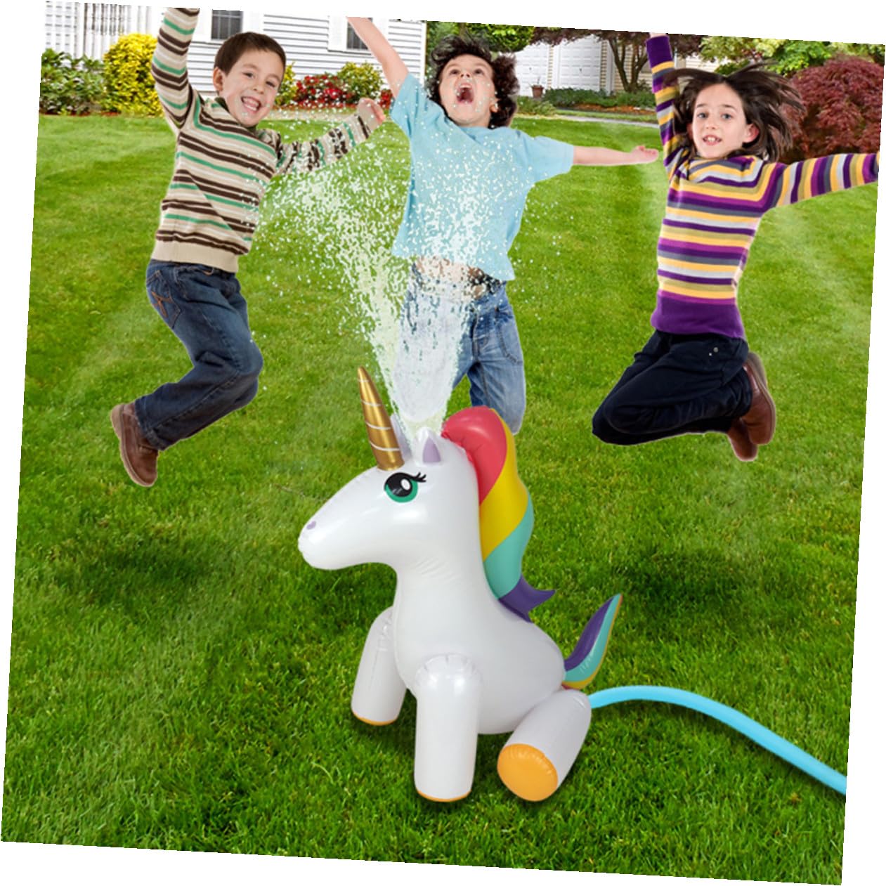Giocattolo Gonfiabile Unicorno Spruzzatore in Pvc per Ragazzo Ragazza | Vacanze Estive, per Giochi All'aperto in Giardino e Feste, Design Simpatico Aspetto Bello