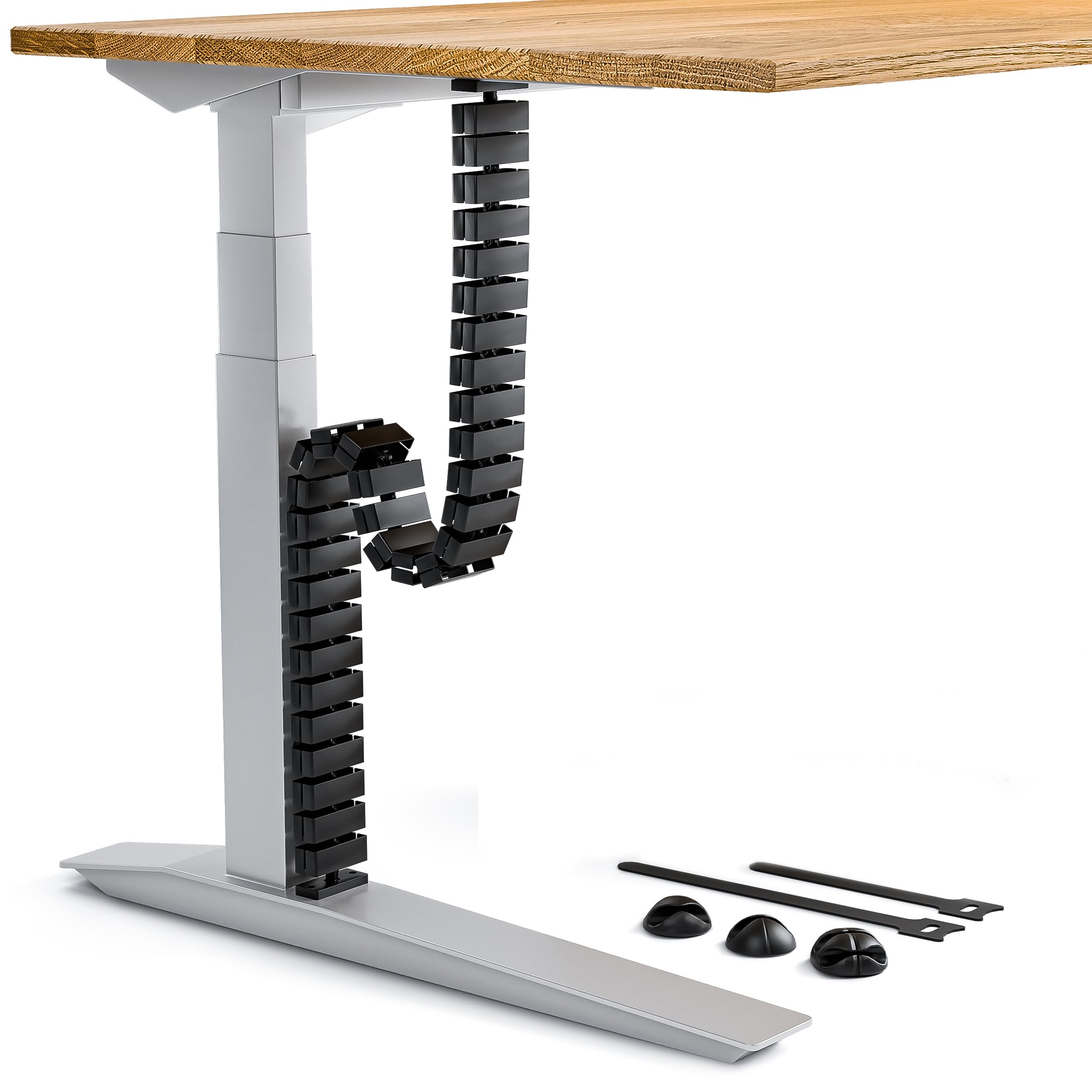 VALU Kabelführung Schreibtisch 128cm Flexibles Kabelmanagement mit Schraub- oder Klebemontage inkl. 4 Magnete & 3 Kabelhalter