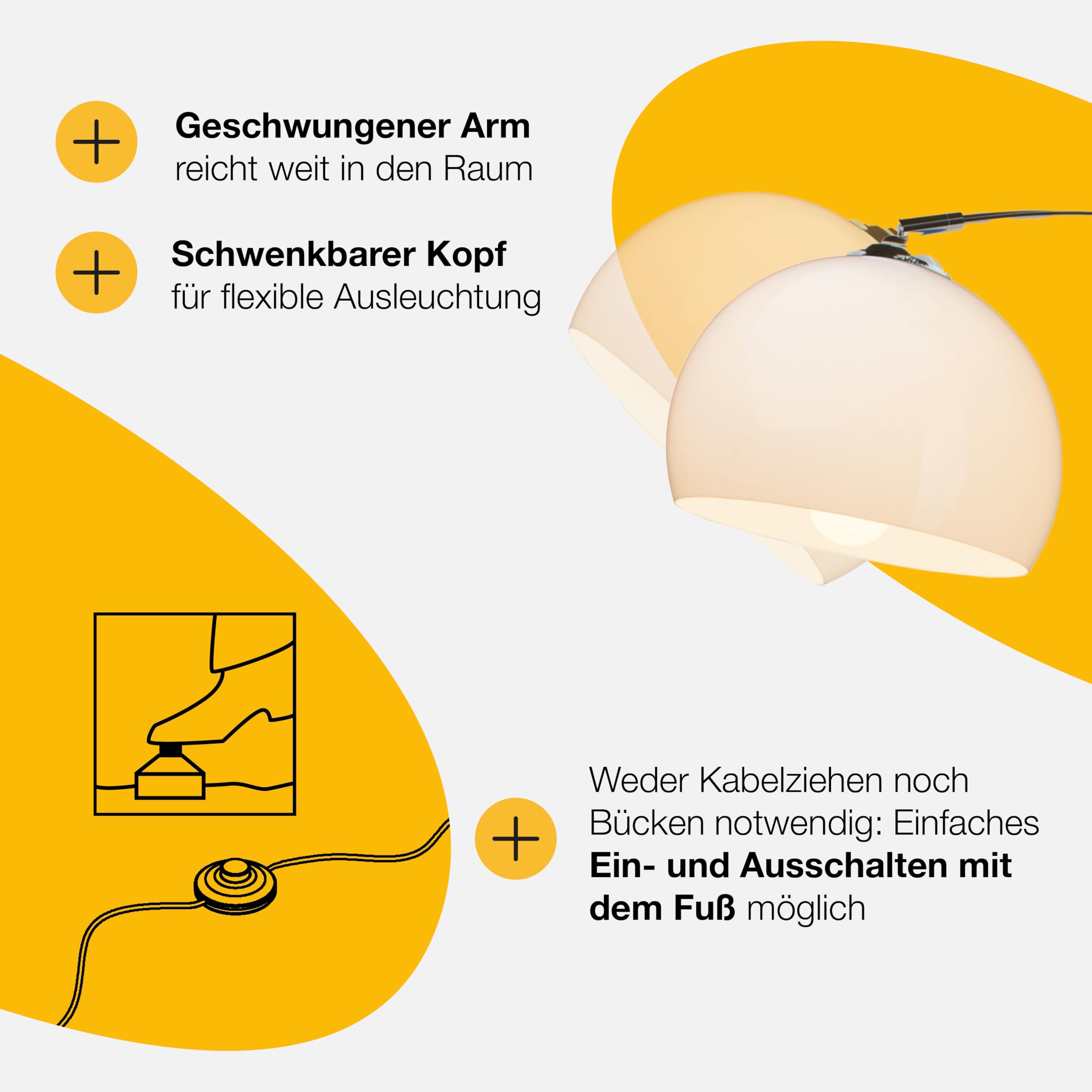 Brilliant Vessa Neo Retro Lampa Podłogowa, E27 60 W, Chromowana Biel, 1,7 M | Vessa 92940/75 lampa stojąca E27 60 W, chrom, biała, bez LED