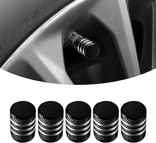 ZBGUN Tapas de vástago de válvula de neumático (paquete de 5), tapa de aire de neumático de metal con forro de plástico, resistente a la corrosión,