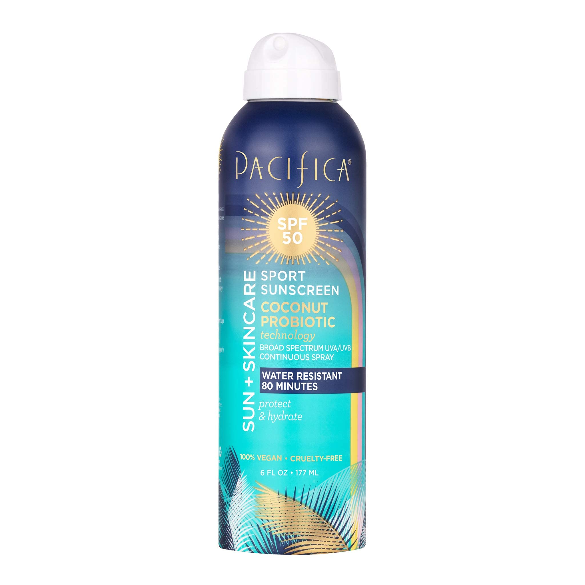Buy Pacifica Beauty Sun + Skincare Sport Sunscreen Spray With Coconut Probiotic, SPF 50, 6 Fl.Oz