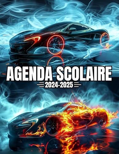 Agenda Scolaire 2024 2025 Voiture: Couverture Voitures de Courses, Organiseur Scolaire 11 Mois de (Septembre 2024/Juillet 2025) pour Étudiants Collège, Lycée - Planificateur Journalier 1 Jour Par Page