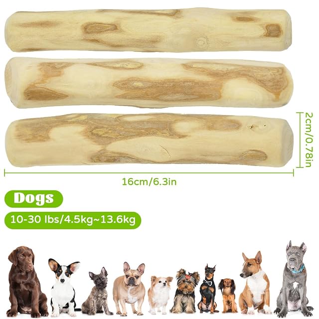 Foto 2 de 7 de JNEYVIC 3 Pcs Palo de Madera de Cafe para Perros Pequeños Mordedor Natural para Cachorro Ayuda Dental +…