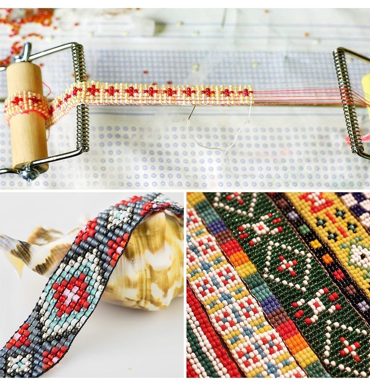 SubsOL Telar de Cuentas, Herramienta de Bricolaje fácil de Usar con abalorio de Banda elástica, Aguja de Cuentas de Vidrio checo para Pulsera, Collar, fabricación de Joyas(28 Colors)