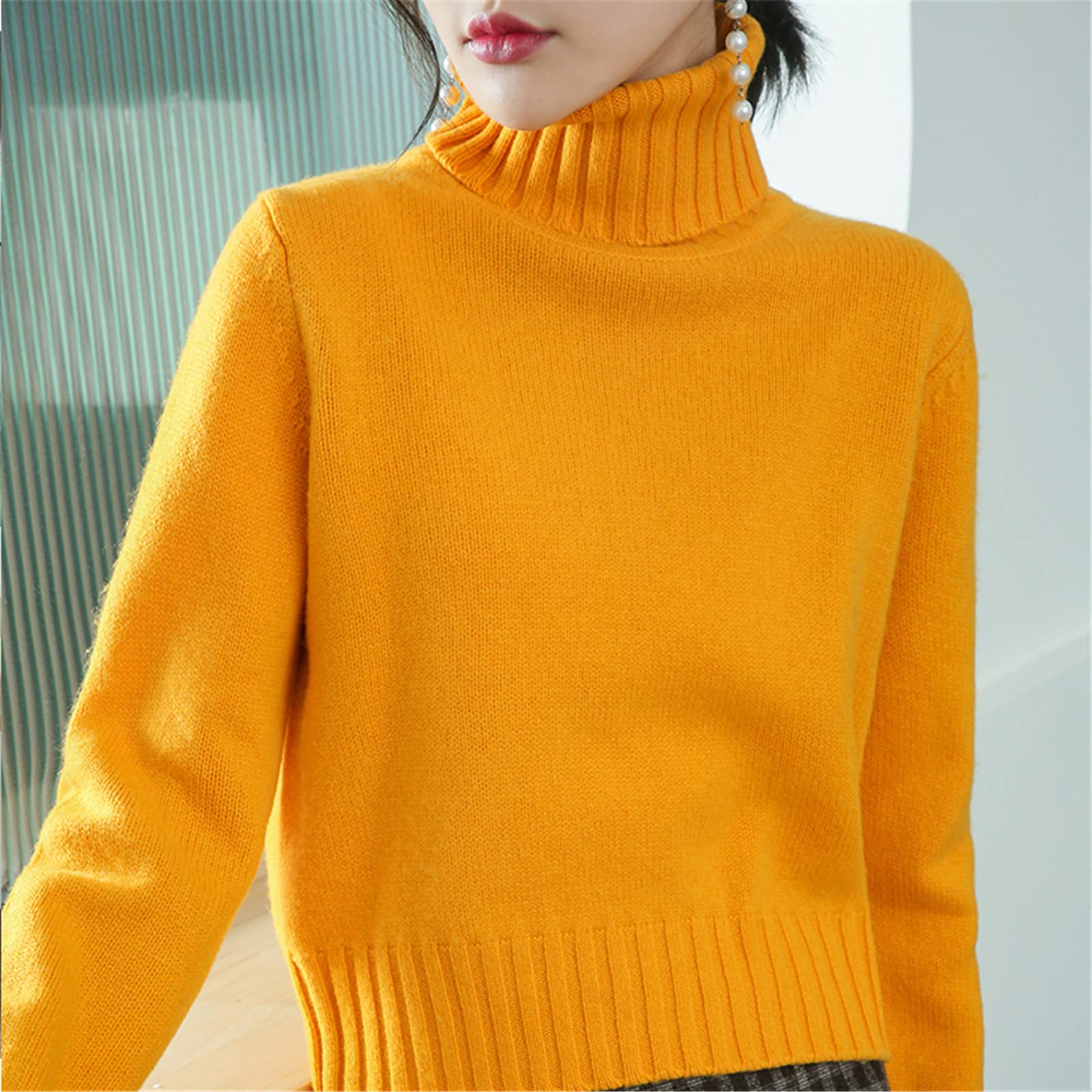 Kelsiop Camicia a maglia calda del fondo lavorato a maglia calda del pullover del maglione del cachemire della lana 100%